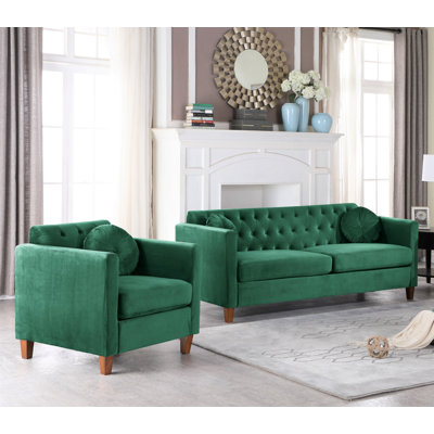 Prady 2 Piece Velvet Living Room Set by Red Barrel Studio