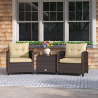 Chunn 3 Piece Rattan Seating Group with Cushions