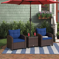 Chunn 3 Piece Rattan Seating Group with Cushions by Andover Mills