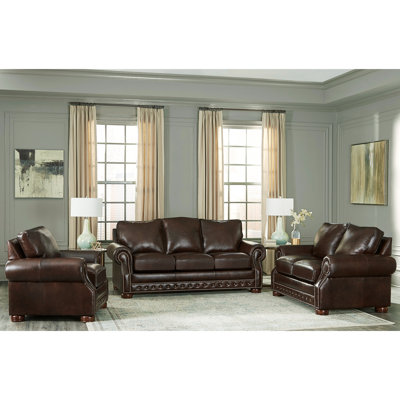 Pelaez 3 Piece Leather Sleeper Living Room Set