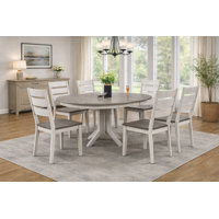 7-Piece Hermelindo Round Extendable Solid Wood Pedestal Dining Set White and Grey by Ophelia & Co.