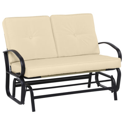 Outdoor Burkholder Gliding Metal Bench with Cushions by Red Barrel Studio