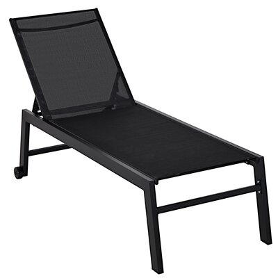 Hiarni Outdoor Chaise Lounge with Wheels, Five Position Recliner, Steel Frame by Ebern Designs