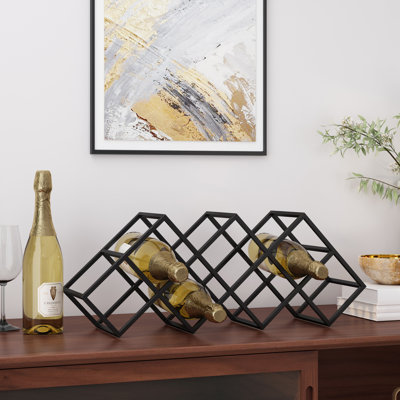 7 Bottle Tabletop Wine Bottle Rack in Black by Ebern Designs