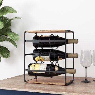 6 Bottle Tabletop Wine Bottle Rack in Black/Natural by Millwood Pines