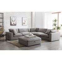 Haruyoshi 134" Wide Reversible Modular Corner Sectional with Ottoman by Latitude Run