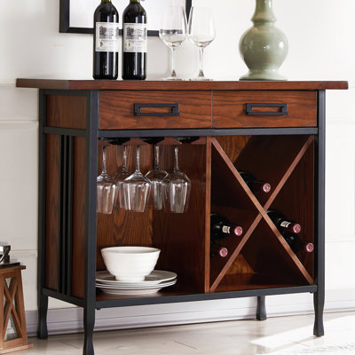Ironcraft Solid Wood Mini-bar/Wine Stand in Mission Oak by Alcott Hill
