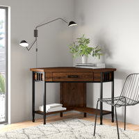 Ironcraft Solid + Manufactured Wood Corner Computer Desk in Burnished Mission Oak by Red Barrel Studio