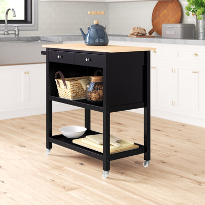 Carle 2 Drawer 2 Shelf Kitchen Island by Three Posts