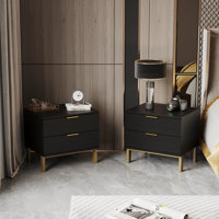 Jawahir 2 - Drawer Iron Nightstand by Everly Quinn