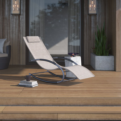 Blizzard Patio Rocking Chair Curved Rocker Chaise Lounge Chair with Pillow by Mercury Row