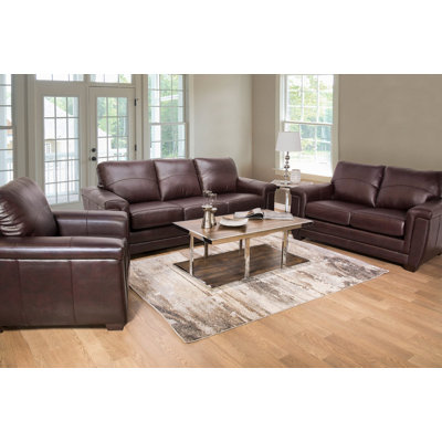 Cassius Three Piece Leather Living Room Set