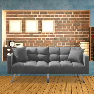 74.8" Velvet Square Arm Sleeper by Latitude Run