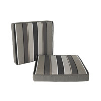 Rohando Stripe Outdoor/Indoor Deluxe Dining Seat Cushion For Patio Furniture, 18" X 19" X 3", Natural Grey (2 Pack) by Latitude Run