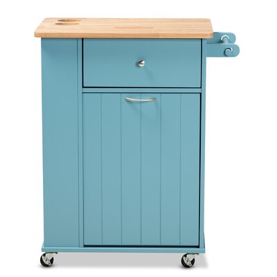 Aryssa Modern And Contemporary Sky Blue Finished Wood Kitchen Storage Cart by Hokku Designs