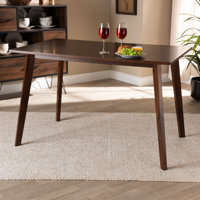 Jablonski Mid-Century Modern Transitional Walnut Brown Finished Rectangular Wood Dining Table by Corrigan Studio