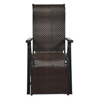 Angle Adjustable PE Rattan Wicker Foldable Lounge Recliner by Arlmont & Co.