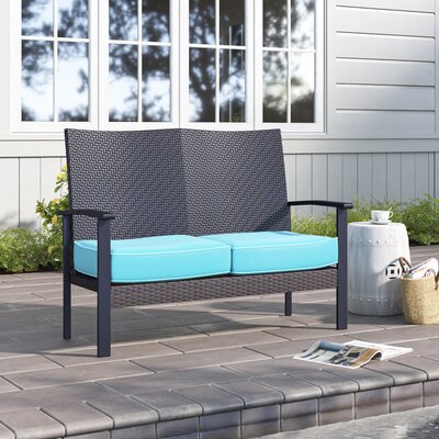 Salkeld 47" Wide Outdoor Wicker Loveseat with Cushions by Red Barrel Studio