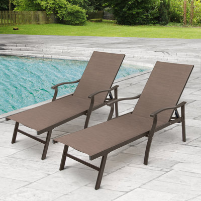 Aluminum 6-position Adjustable Outdoor Chaise Lounge Chair (Set of 2 ) by Red Barrel Studio