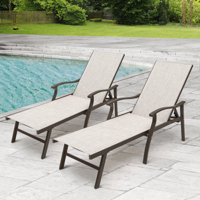 Aluminum 6-position Adjustable Outdoor Chaise Lounge Chair (Set of 2 ) by Red Barrel Studio