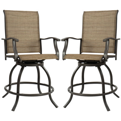 Housel 2 Set Outdoor Patio Swivel Bar Stools/Chairs for Bistro