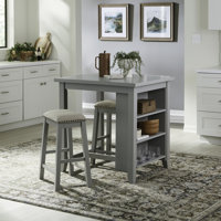 Latour Counter Height Dining Table Set w/ Upholstered Stools by Three Posts