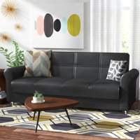 Bertrand 86 in. Vegan Leather 3-Seater Twin 3-in-1 Sleeper Sofa Bed with Storage by Red Barrel Studio