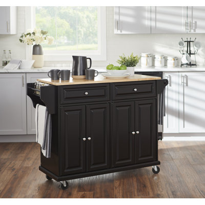 Idlewild Kitchen Cart with Solid Wood Top by Lark Manor