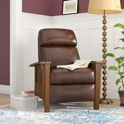 Rinker 32.7" Wide Genuine Leather Manual Standard Recliner by Lark Manor