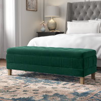 Gloria 52" Wide Velvet Tufted Rectangle Storage Ottoman by Kelly Clarkson Home