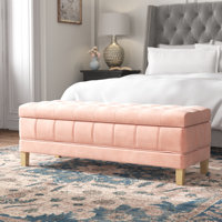 Gloria 52" Wide Velvet Tufted Rectangle Storage Ottoman by Kelly Clarkson Home
