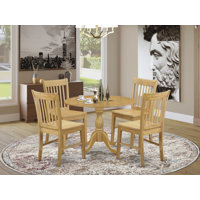 Deidamia Rubberwood Solid Wood Dining Set by Alcott Hill