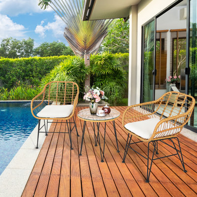 Heider Wicker/Rattan 2 - Person Seating Group with Cushions by Bay Isle Home