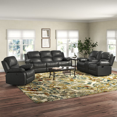 Laddonia 3 Piece Faux Leather Reclining Living Room Set by Lark Manor