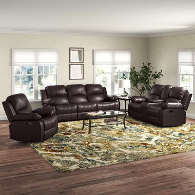 Laddonia 3 Piece Faux Leather Reclining Living Room Set by Lark Manor