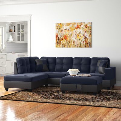 Ambernicole Palmer 103.5" Wide Microfiber/Microsuede Sofa & Chaise with Ottoman by Latitude Run