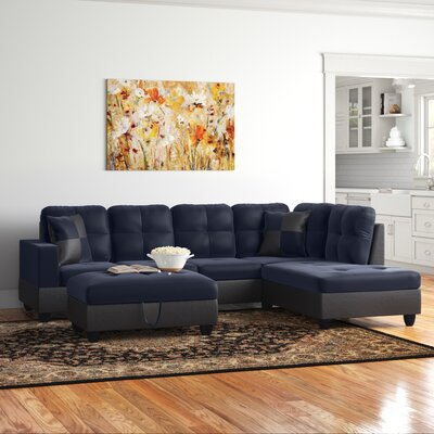 Ambernicole Palmer 103.5" Wide Microfiber/Microsuede Sofa & Chaise with Ottoman by Latitude Run