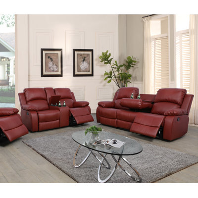 Amaker 2 Piece Faux Leather Reclining Living Room Set