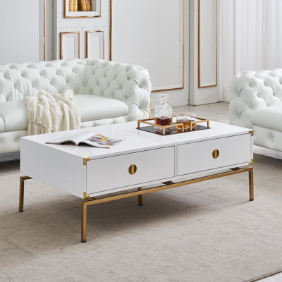 Coffee Table with Storage Metal Legs by Everly Quinn