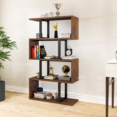 Chaneyra 56" H x 31.5" W Steel Geometric Bookcase by Wade Logan