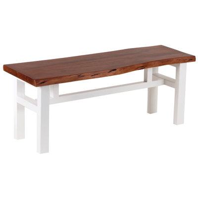 Acacia Live Edge 46 Inch Bench - White by Loon Peak