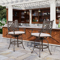 Alexamarie 27.8" Patio Bar Stool With Cushion by Lark Manor