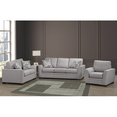 Laeticia 3 Pieces Charcoal Gray Fabric Living Room Set by Red Barrel Studio