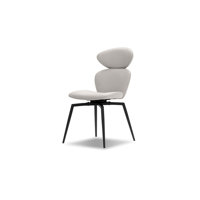 Antler Dining Chair Light Taupe Leatherette, Black Powder Coated Legs Set Of 2 by Mobital