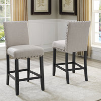 Carliana Fabric Counter Height Stools with Nailhead Trim, Set of 2 by Winston Porter