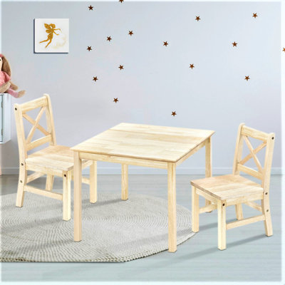 Myona Kids 3 Piece Solid Wood Play Or Activity Table and Chair Set by Harriet Bee