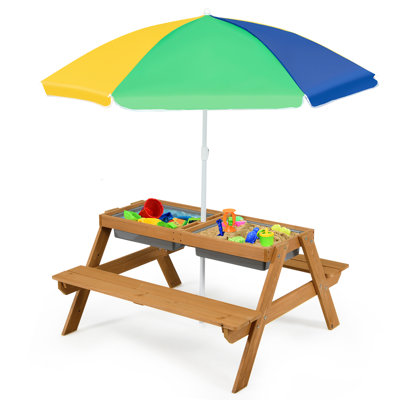 Callicoon Kids Solid Wood Rectangular Outdoor Table and Bench by Isabelle & Max