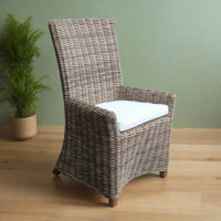 Pindall Arm Dining Chair- Kubu Grey-With Cushion by Bayou Breeze