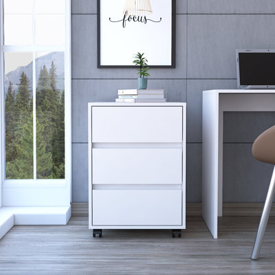 Artemisa 26-inch Tall 3 Drawer Filing Cabinet with 4 Caster Wheels and Superior Top by Inbox Zero