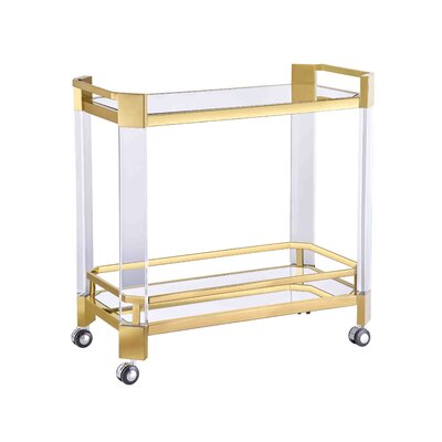 Clear Acrylic and Gold Bar Cart by Everly Quinn
